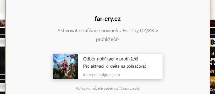 Odběr push notifikace